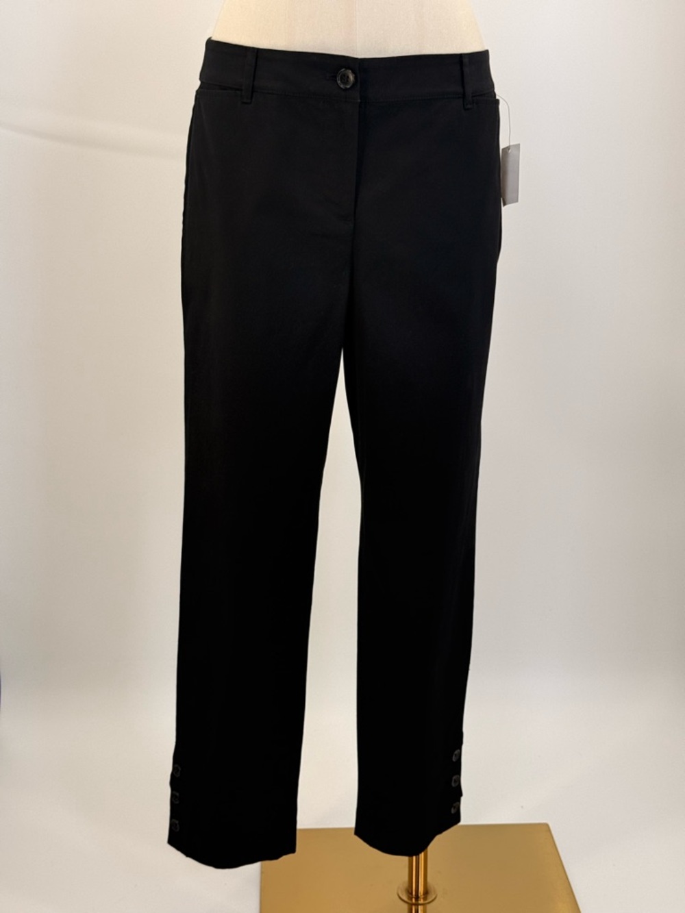 TALBOTS Perfect Cropped Black Pant
 Tailored Capri Ankle Pants Button Hem Size 4 - Picture 6 of 12